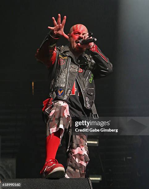 Singer Ivan Moody of Five Finger Death Punch performs at T-Mobile Arena on October 28, 2016 in Las Vegas, Nevada.