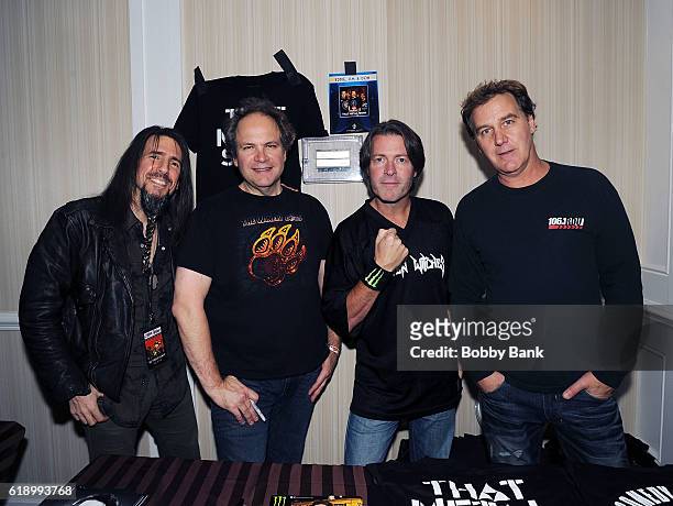 Bumblefoot, Eddie Trunk, Don Jamieson and Jim Florentine attends 2016 Chiller Theatre Expo Day 1 at Parsippany Hilton on October 28, 2016 in...