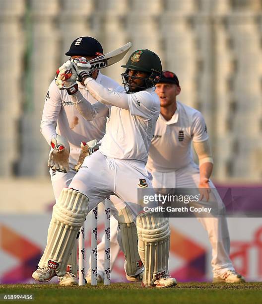 Imrul Kayes of Bangladesh bats during the second day of the 2nd Test match between Bangladesh and England at Sher-e-Bangla National Cricket Stadium...