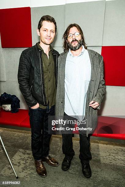 Actors John Emmet Tracy and Judd Nelson attend the "Stagecoach: The Texas Jack Story" Premiere at the Fox Studio Lot on October 28, 2016 in Century...