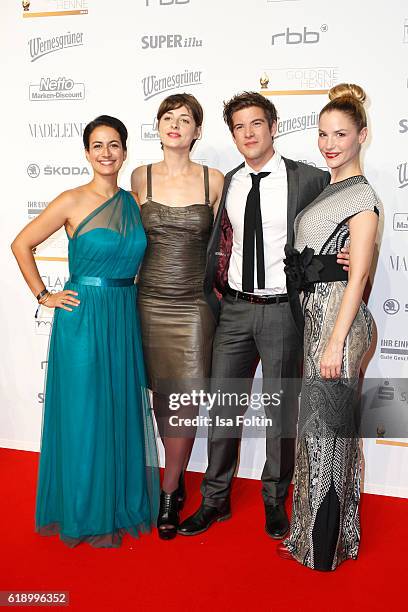 German actress Sanam Afrashteh, german actress Katharina Nesytowa, german actor Philipp Danne and german actress Mirka Pigulla attend the Goldene...