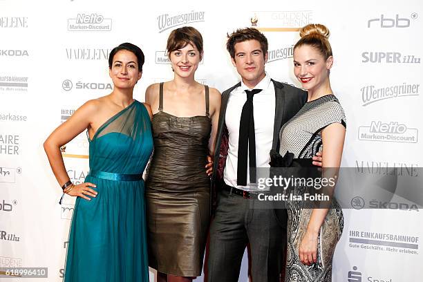 German actress Sanam Afrashteh, german actress Katharina Nesytowa, german actor Philipp Danne and german actress Mirka Pigulla attend the Goldene...