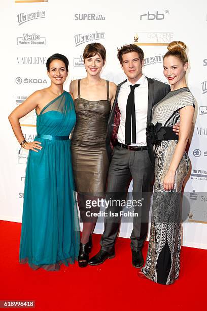 German actress Sanam Afrashteh, german actress Katharina Nesytowa, german actor Philipp Danne and german actress Mirka Pigulla attend the Goldene...