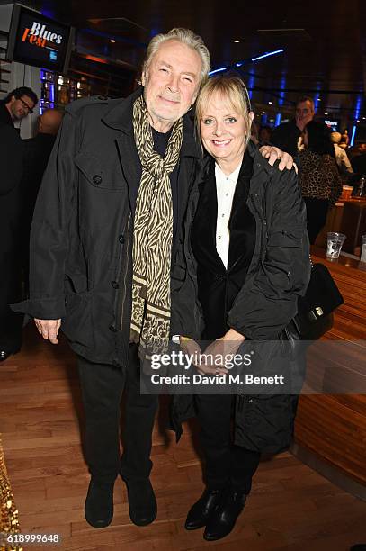Leigh Lawson and Twiggy pose backstage at Bill Wyman's 80th Birthday Gala as part of BluesFest London at Indigo at The O2 Arena on October 28, 2016...