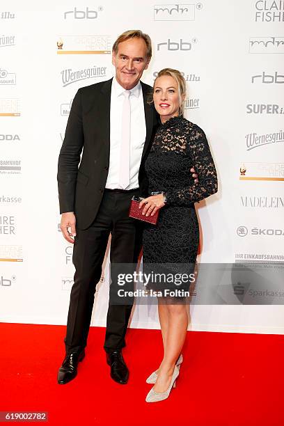 Major of Leipzig Burkhard Jung and his wife Ayleena Jung attend the Goldene Henne on October 28, 2016 in Leipzig, Germany.