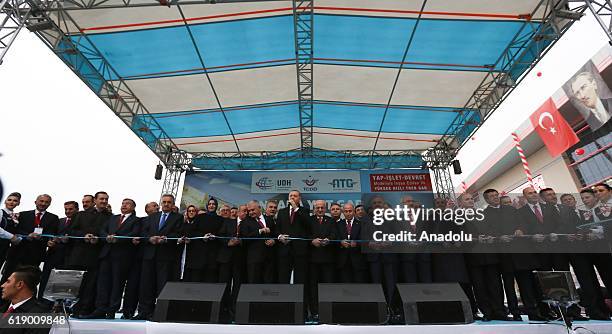 Turkish President Recep Tayyip Erdogan, Speaker of the Grand National Assembly of Turkey, Ismail Kahraman, Turksih President Binali Yildirim, Turksih...