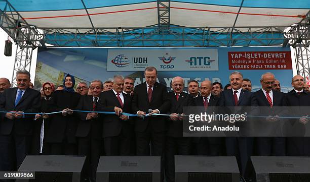 Turkish President Recep Tayyip Erdogan, Speaker of the Grand National Assembly of Turkey, Ismail Kahraman, Turksih President Binali Yildirim, Turksih...