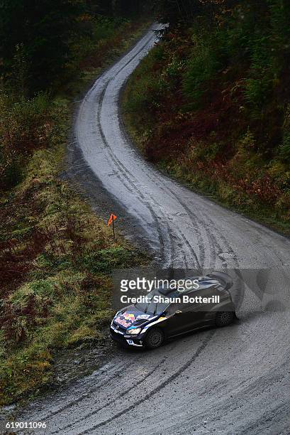 Andreas Mikkelsen and co driver Anders Jaeger of Norway and Volkswagen Motorsport II during the FIA World Rally Championship Great Britain Dyfi stage...
