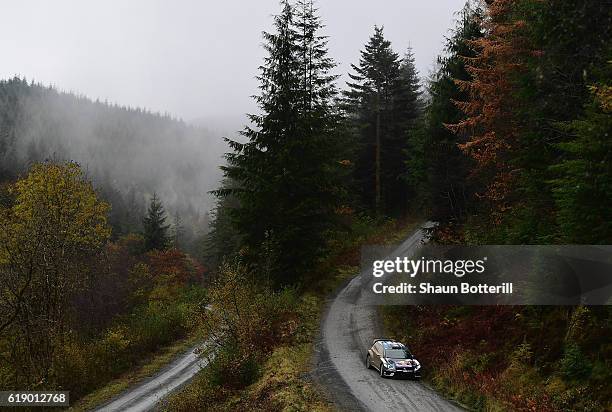 Jari-Matti Latvala and co driver Mikka Antilla of Finland and Volkswagen Motorsport during the FIA World Rally Championship Great Britain Dyfi stage...