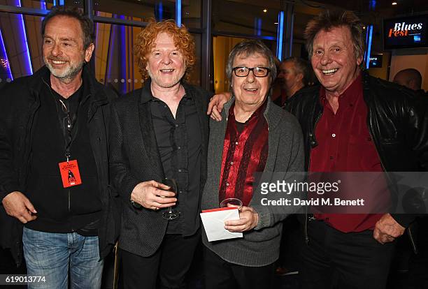 Henry Gross, Mick Hucknall, Bill Wyman and Joe Brown attend Bill Wyman's 80th Birthday Gala as part of BluesFest London at Indigo at The O2 Arena on...