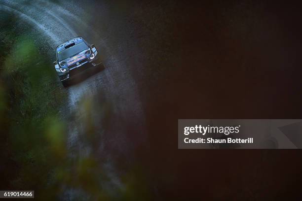 Jari-Matti Latvala and co driver Mikka Antilla of Finland and Volkswagen Motorsport during the FIA World Rally Championship Great Britain Dyfi stage...