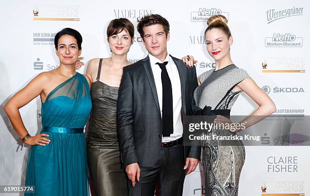 German actress Sanam Afrashteh, german actress Katharina Nesytowa, german actor Philipp Danne and german actress Mirka Pigulla attend the Goldene...