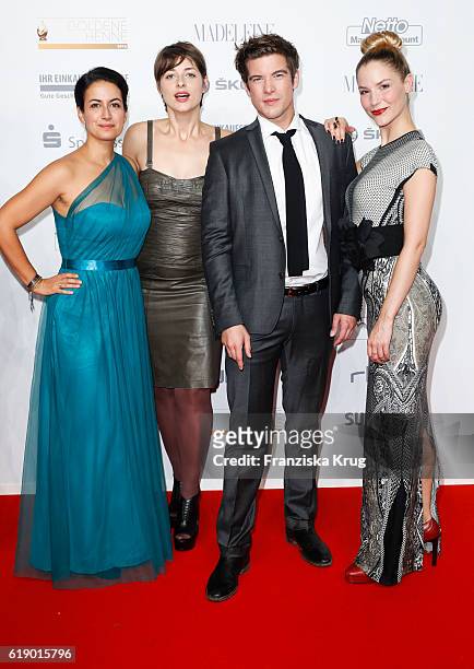 German actress Sanam Afrashteh, german actress Katharina Nesytowa, german actor Philipp Danne and german actress Mirka Pigulla attend the Goldene...