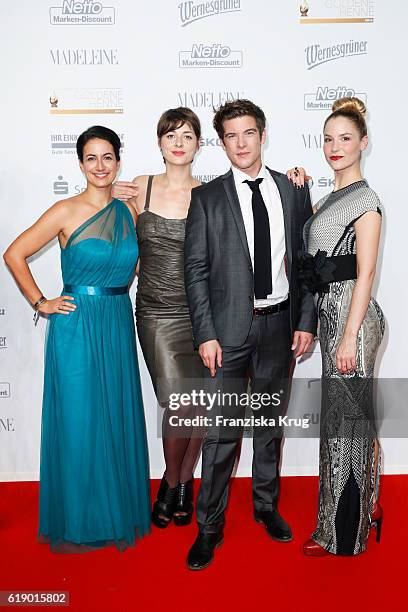 German actress Sanam Afrashteh, german actress Katharina Nesytowa, german actor Philipp Danne and german actress Mirka Pigulla attend the Goldene...