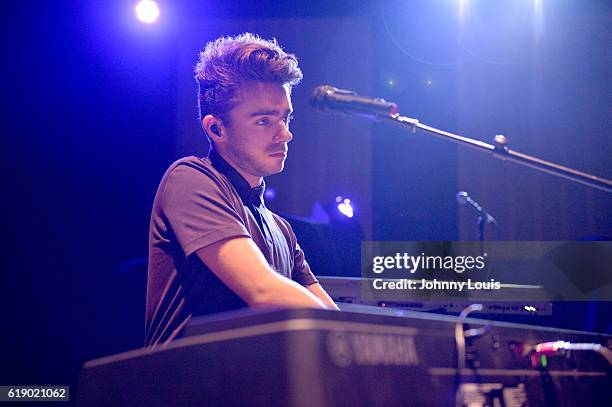 Nathan Sykes performs on stage at Fillmore Miami Beach on October 28, 2016 in Miami Beach, Florida.