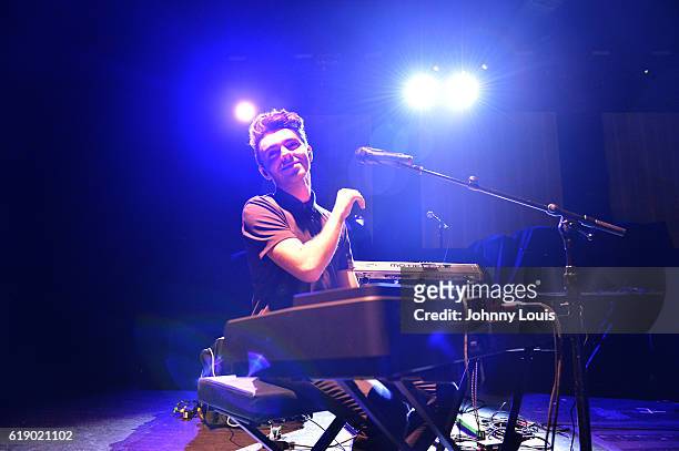 Nathan Sykes performs on stage at Fillmore Miami Beach on October 28, 2016 in Miami Beach, Florida.