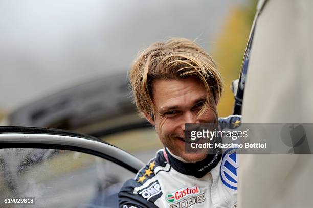 Portrait of Andreas Mikkelsen of Norway during Day Two of the WRC Great Britain on October 29, 2016 in Deeside, Wales.