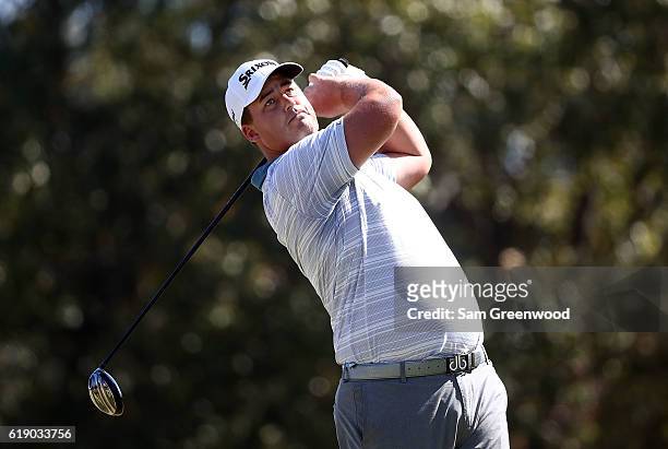Michael Putnam plays his shot from the fifth tee during the Third Round of the Sanderson Farms Championship at the Country Club of Jackson on October...