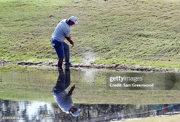 Michael Putnam plays his third shot on the second hole during the Third Round of the Sanderson Farms Championship at the Country Club of Jackson on...