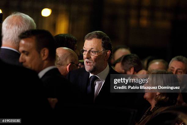 Acting Spanish Prime Minister Mariano Rajoy leaves the Spanish Parliament after winning the investiture debate on October 29, 2016 in Madrid, Spain....