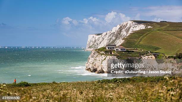 sailing around the isle of wight - isle of wight stock pictures, royalty-free photos & images