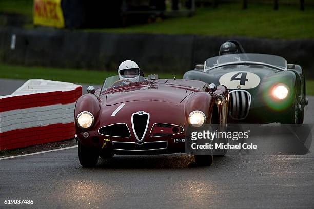 Alfa Romeo 3000 'Disco Volante' entered and driven by Christopher Mann, on the chicane, in the wet, during the Freddie March Memorial Trophy race at...