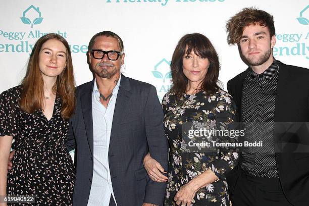 Sarah Grace White, Kurt Sutter, Katey Sagal and Jackson James White attend the Peggy Albrecht Friendly House's 27th Annual Awards Luncheon at The...