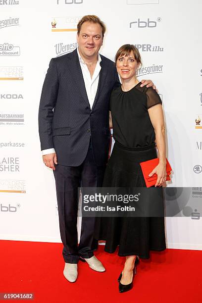 German actor Charly Huebner and german actress Anneke Kim Sarnau attend the Goldene Henne on October 28, 2016 in Leipzig, Germany.