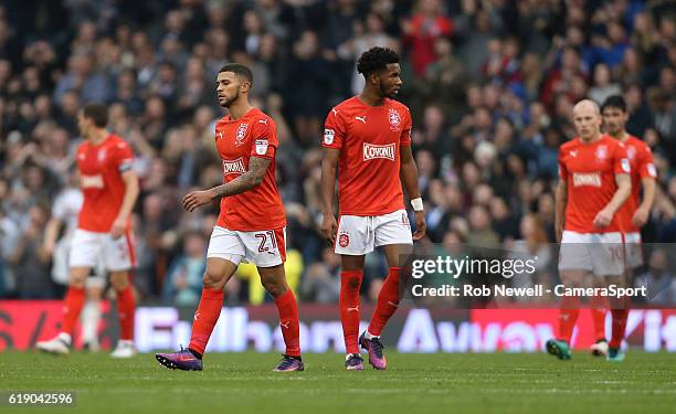 Dejection for Huddersfield Town during the Sky Bet Championship match between Fulham and Huddersfield Town at Craven Cottage on October 29, 2016 in...