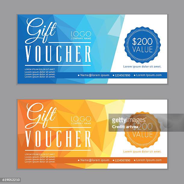 gift vouchers template. bleed size in in proportion 214x99 mm. - ticket stock illustrations