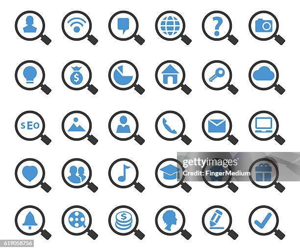 search icon set - micro photography stock illustrations