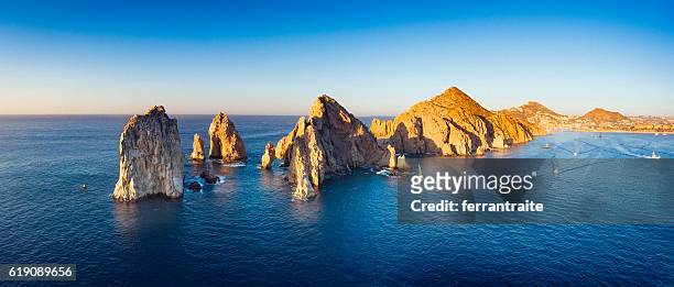panoramic aerial view of cabo san lucas mexico - perce rock stock pictures, royalty-free photos & images