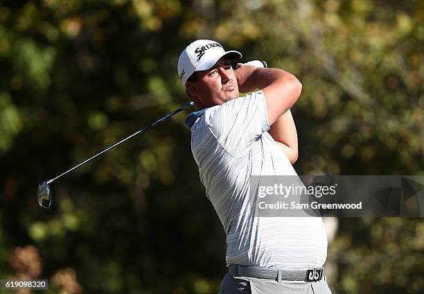 Michael Putnam plays his shot from the 16th tee during the Third Round of the Sanderson Farms Championship at the Country Club of Jackson on October...