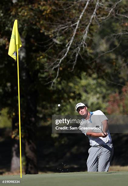 Michael Putnam chips on the 15th hole during the Third Round of the Sanderson Farms Championship at the Country Club of Jackson on October 29, 2016...