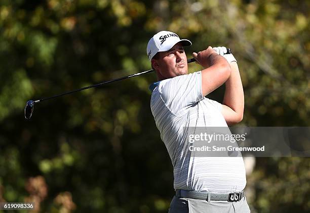 Michael Putnam plays his shot from the 16th tee during the Third Round of the Sanderson Farms Championship at the Country Club of Jackson on October...