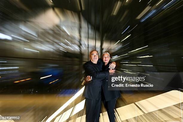 Massimiliano Fuksas and Doriana Mandrelli attend the Congress Centre 'Nuvola' opening at Roma Eur on October 29, 2016 in Rome, Italy.