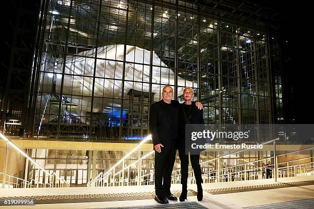 Massimiliano Fuksas and Doriana Mandrelli attend the Congress Centre 'Nuvola' opening at Roma Eur on October 29, 2016 in Rome, Italy.