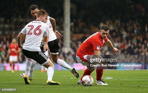 Huddersfield Town's Harry Bunn and Fulham's Tomas Kalas during the Sky Bet Championship match between Fulham and Huddersfield Town at Craven Cottage...