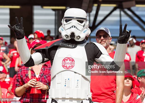 Houston Cougars fan dons a storm trooper costume during the NCAA football game between the Central Florida Knights and Houston Cougars on October 29,...