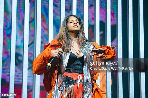 Performs at Pitchfork Festival at Grande Halle de La Villette on October 29, 2016 in Paris, France.