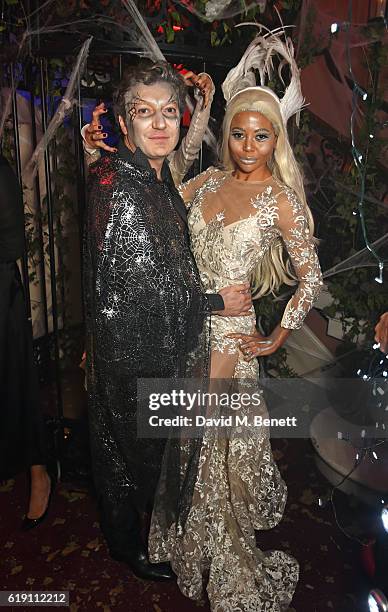 Ceawlin Thynn , Viscount Weymouth, and Emma McQuiston, Viscountess of Weymouth, attend Halloween at Annabel's at 46 Berkeley Square on October 29,...