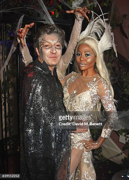 Ceawlin Thynn , Viscount Weymouth, and Emma McQuiston, Viscountess of Weymouth, attend Halloween at Annabel's at 46 Berkeley Square on October 29,...