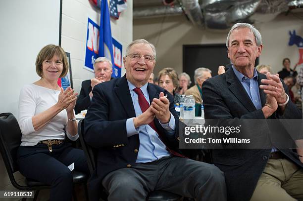 Vice President Walter Mondale, center, and Rep. Rick Nolan, D-Minn., attend a fish fry and fundraiser for Nolan at the Northland Arboretum in Baxter,...