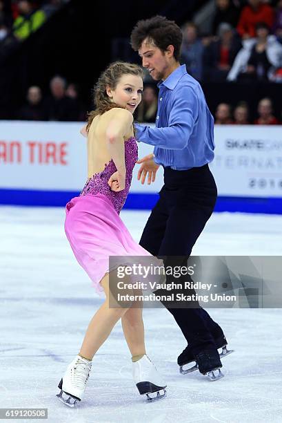 Alexandra Paul and Mitchell Islam of Canada competes in the Ice Dance Free Program during the ISU Grand Prix of Figure Skating Skate Canada...