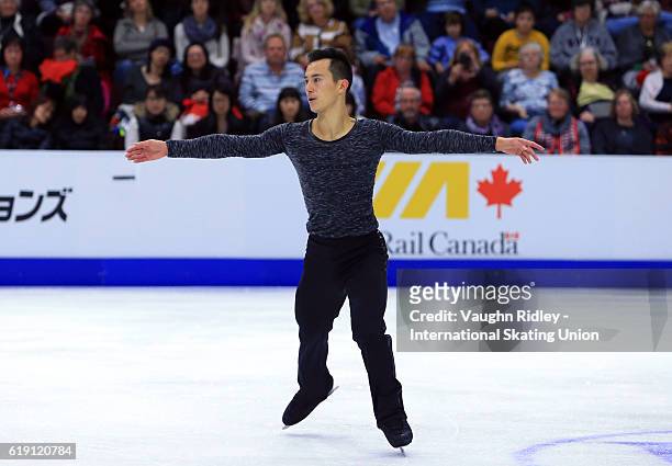 Patrick Chan of Canada competes in the Men Free Program during the ISU Grand Prix of Figure Skating Skate Canada International at Hershey Centre on...