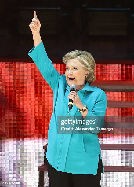 Hillary Clinton is seen at the Jennifer Lopez Gets Loud for Hillary Clinton at GOTV Concert in Miami at Bayfront Park Amphitheatre on October 29,...