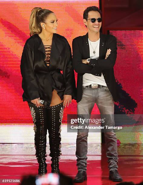 Jennifer Lopez and Marc Anthony are seen at the Jennifer Lopez Gets Loud for Hillary Clinton at GOTV Concert in Miami at Bayfront Park Amphitheatre...