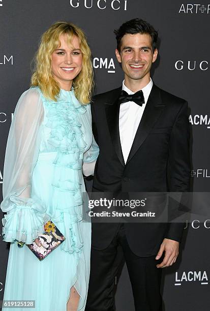 Actress Brie Larson, wearing Gucci, and musician Alex Greenwald attend the 2016 LACMA Art + Film Gala honoring Robert Irwin and Kathryn Bigelow...