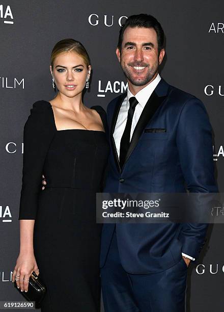 Model Kate Upton and MLB player Justin Verlander attend the 2016 LACMA Art + Film Gala honoring Robert Irwin and Kathryn Bigelow presented by Gucci...