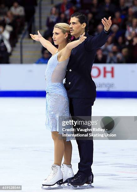 Piper Gilles and Paul Poirier of Canada compete in the Ice Dance Free Program during the ISU Grand Prix of Figure Skating Skate Canada International...